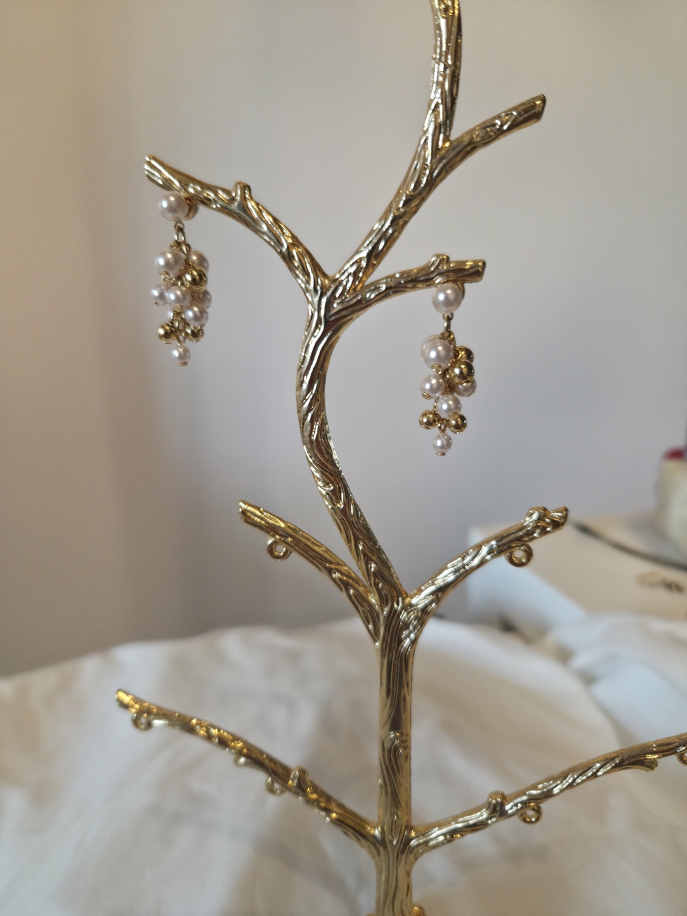 Gold and Pearl Cluster Drop Earrings - Women Jewelry